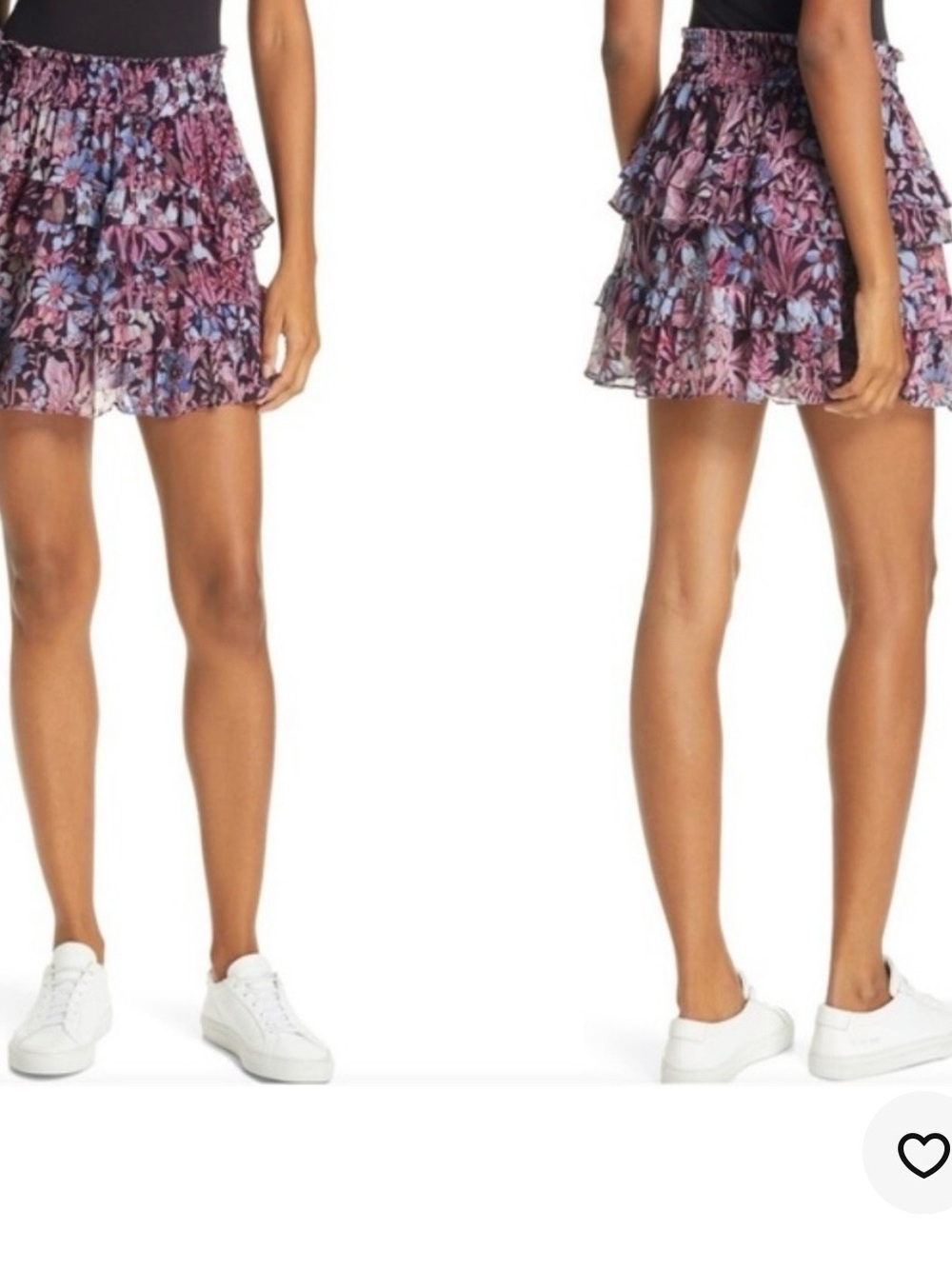 LoveShackFancy Floral Ruffled Mini Skirt - Pink Purple worn once